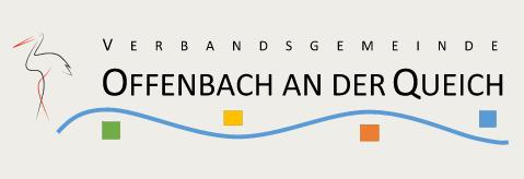 Bild: Das Logo der Verbandsgemeinde Offenbach zeigt vier Punkte entlang der Queich und einen Storch.